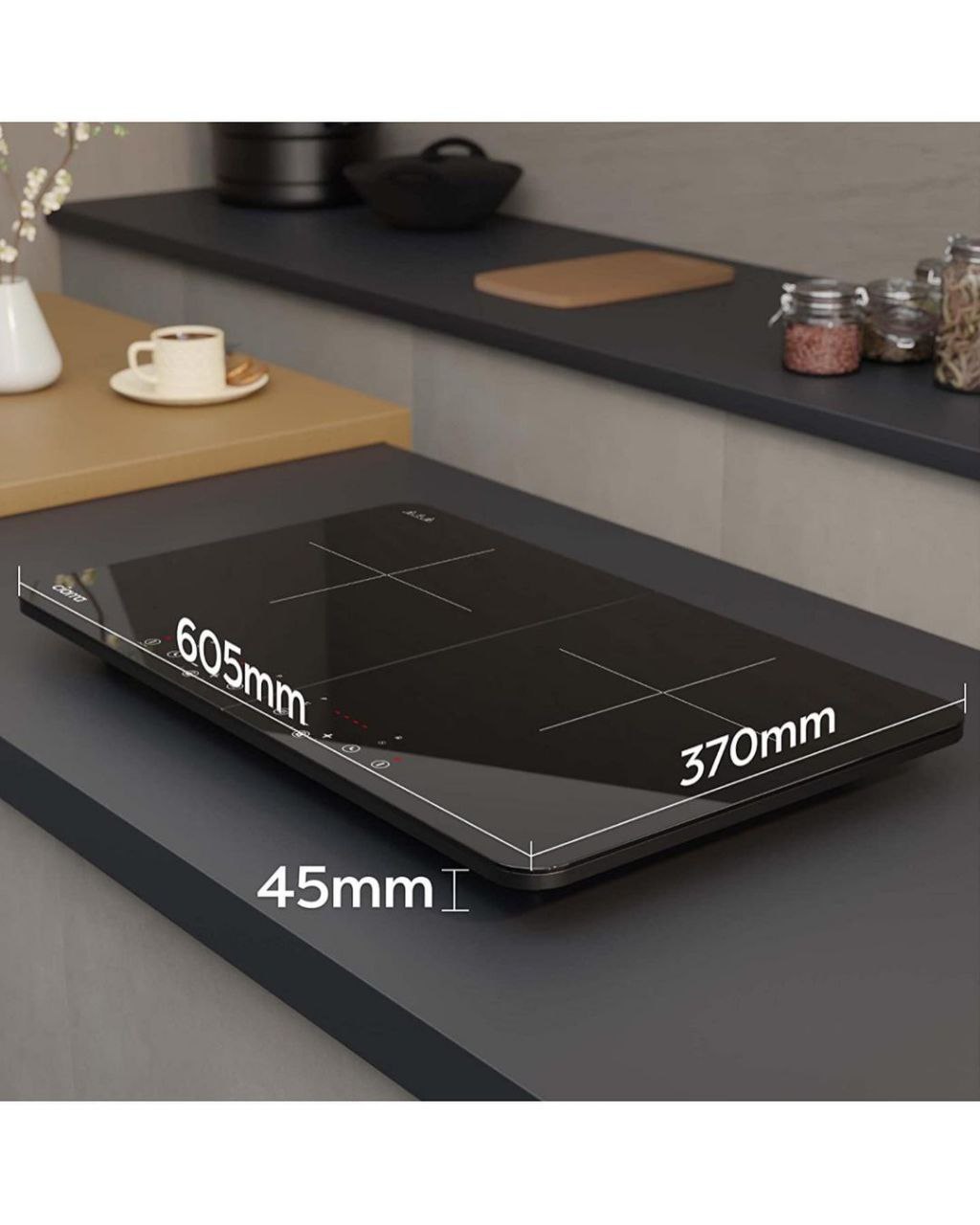 Hob 2800W Double Cooking Zones with Touch Control Ceramic Glass